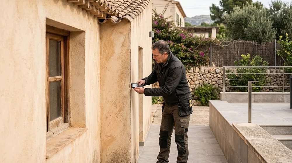 Technische Prüfung eines Terrassenanbaus an einem spanischen Wohnhaus